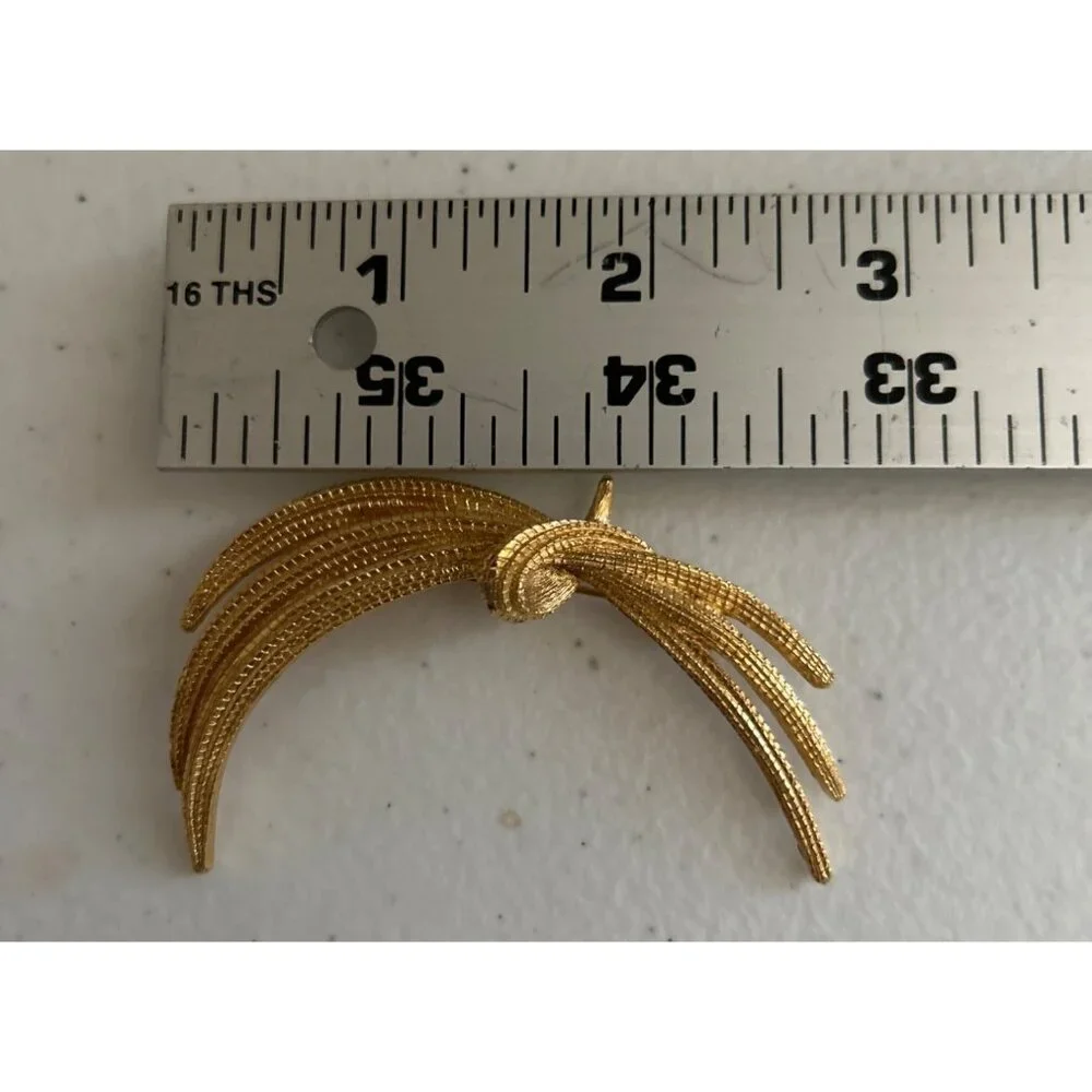 Vintage Monet Gold-Tone Textured Brooch 3” Wide Statement Piece